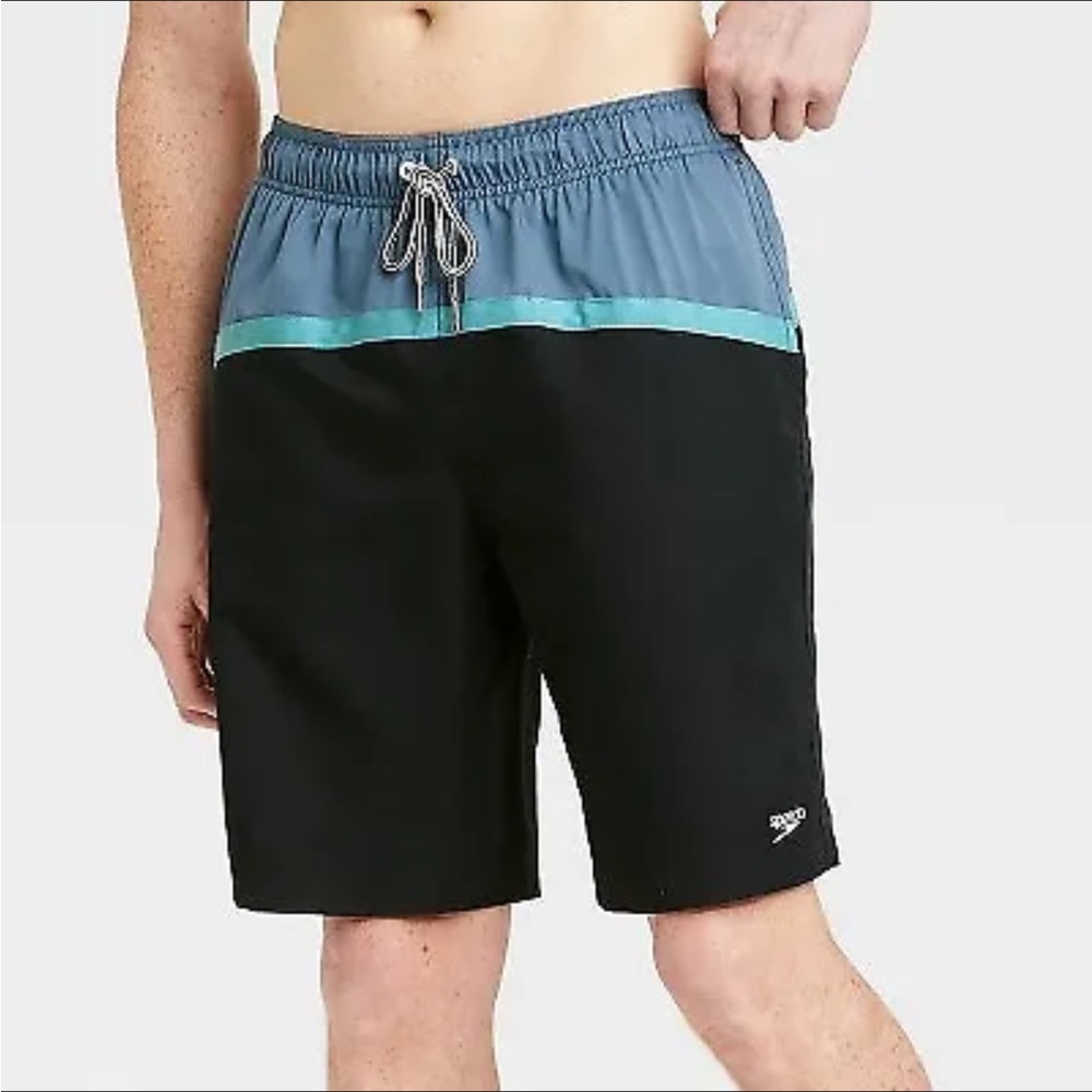 Speedo Men's Marina Anthracite Colorblock Swim Trunk SMALL